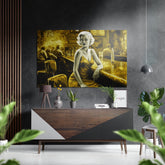 Woman in a Bar Brushed Aluminum Dibond Wall Art.